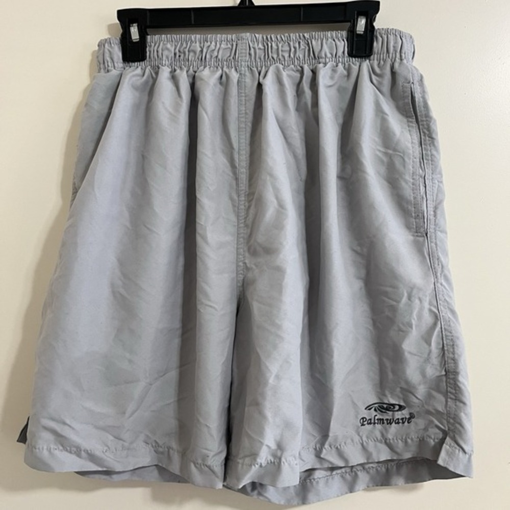 Palmwave‎ Mens Swim Trunks XL Gray Mesh Lined Beach Pool Vacation Elastic Waist